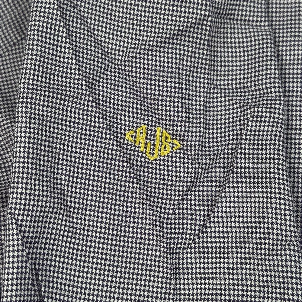Vintage Polo Ralph Lauren Andrew 17 34/35~XL Purple Houndstooth Dress Shirt USA